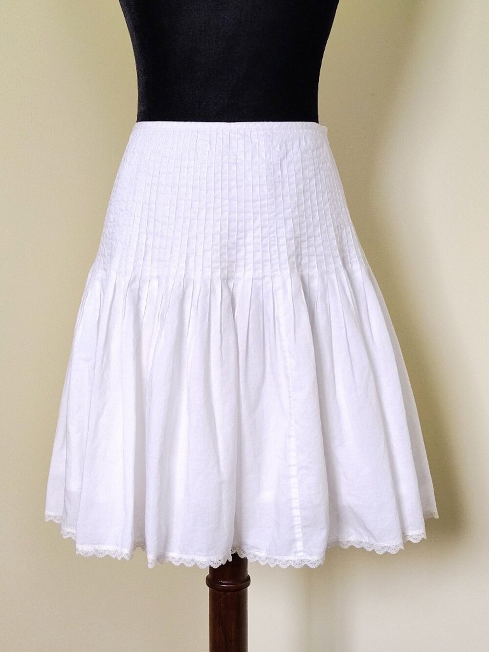 Vintage 90s White Cotton Polo Jeans RALPH LAUREN Pleated Lace Hem Tennis Skirt 6